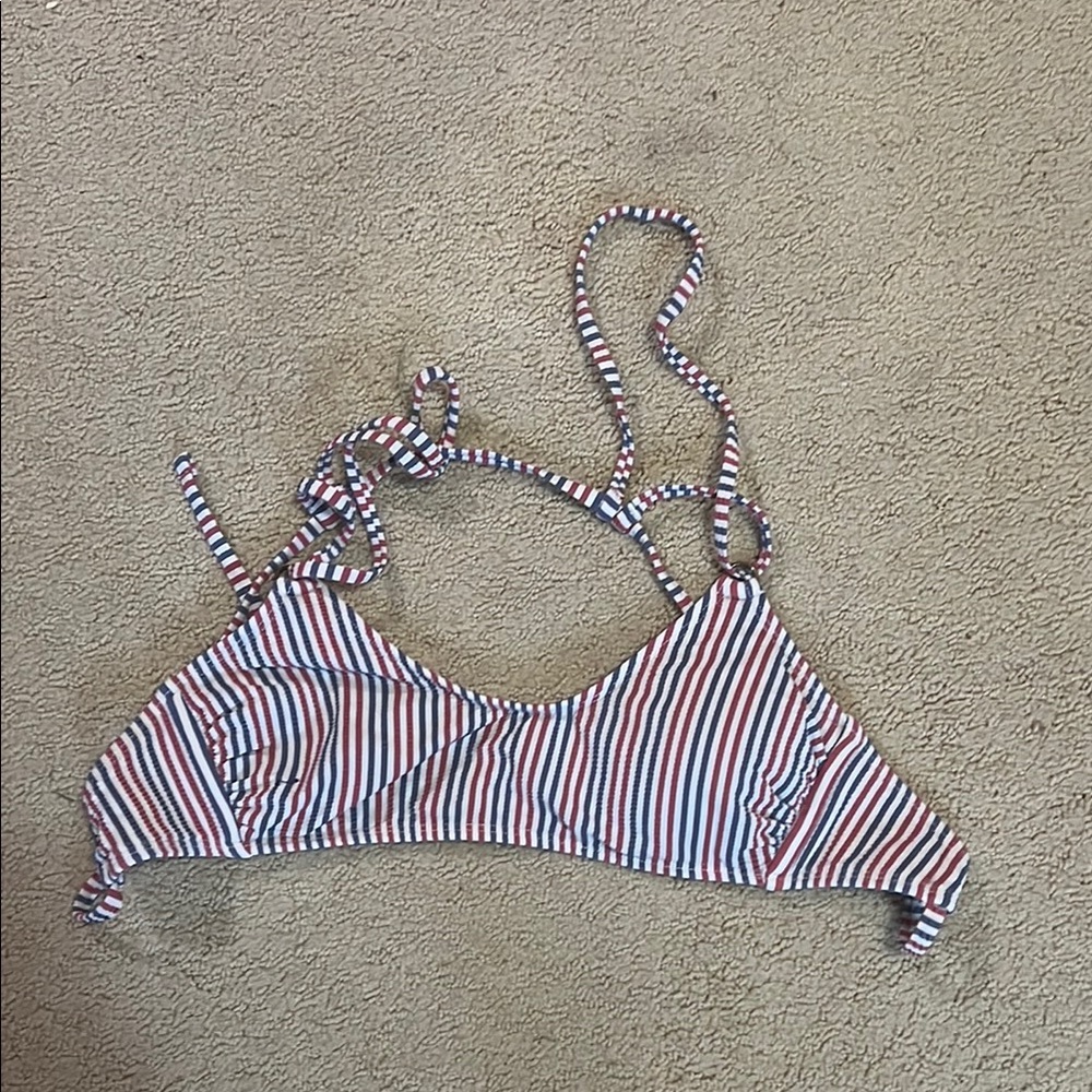Xhilaration Red and Blue Tie Front Crop Bikini
